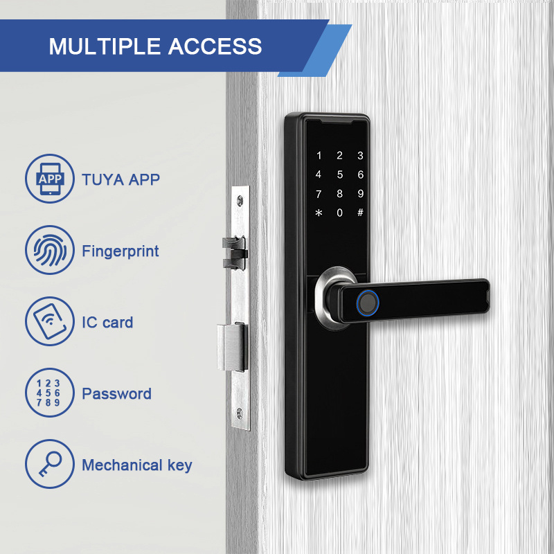 Battery charging smart lock instruction usb security keyless entry smart fingerprint password door lock