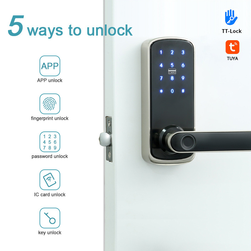 Apartment Wooden Door Keyless TUYA TTlock Smart Door Lock Digital Password Fingerprint Smart Door Lock