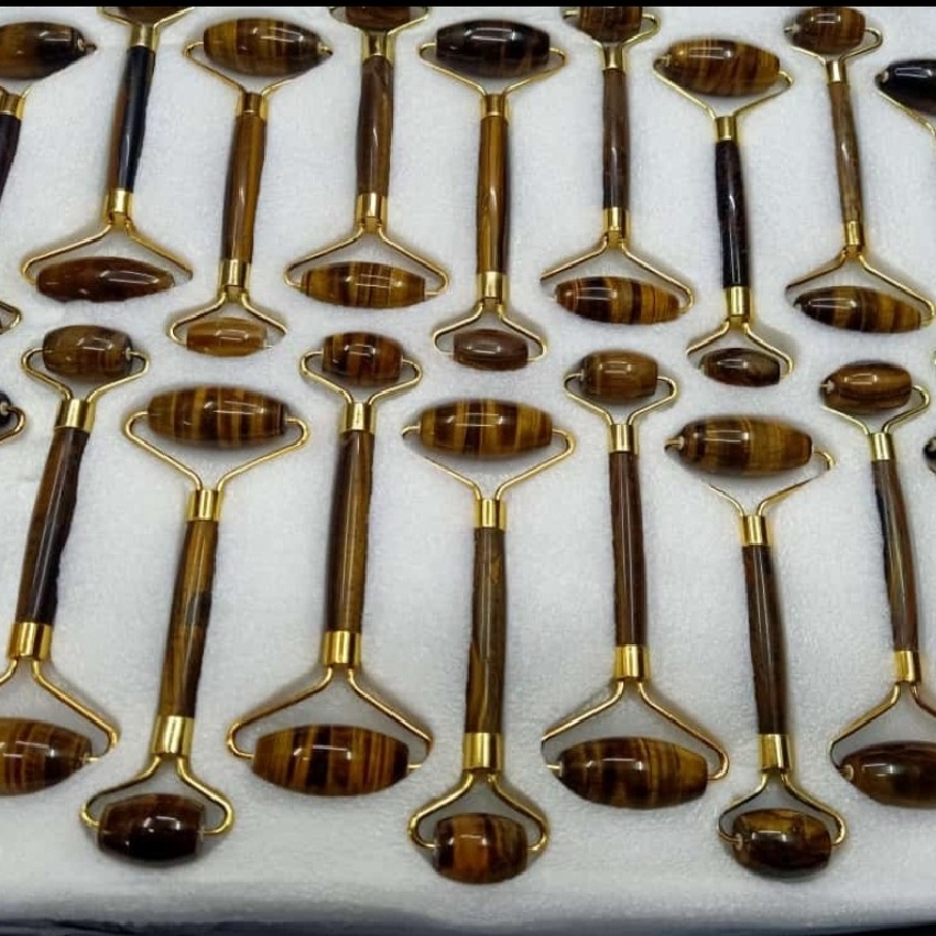 Natural healing tiger eye face roller Premium quality natural stone quality of black tourmaline wholesale product for healing