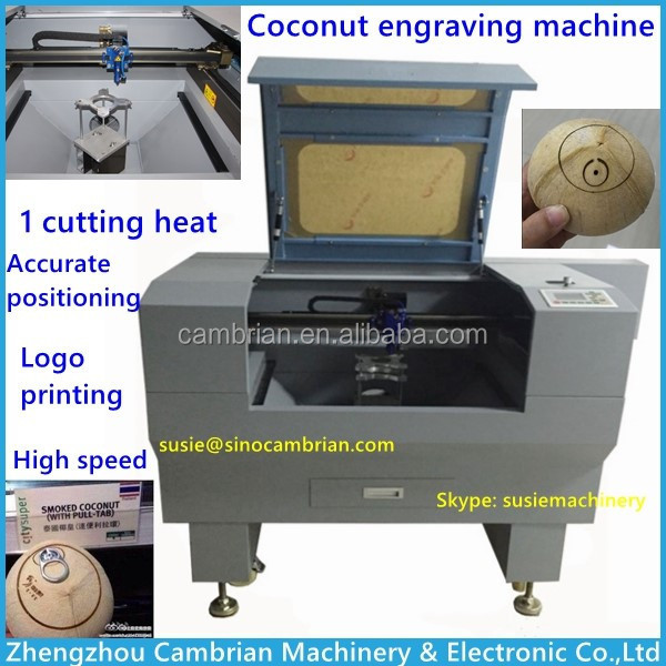 Tender diamond shape coconut logo laser engraving machine with new design