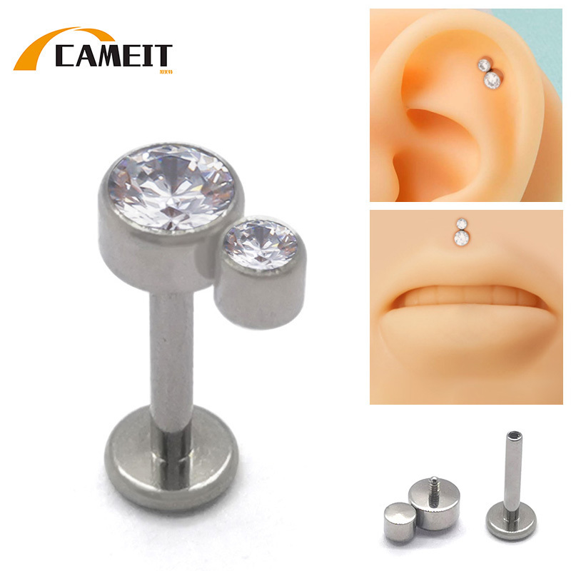 ASTM F136 Titanium Implant Grade 16G Snake Paw Print Bee Marquise CZ Labrets 14G Navel Belly Button Ring