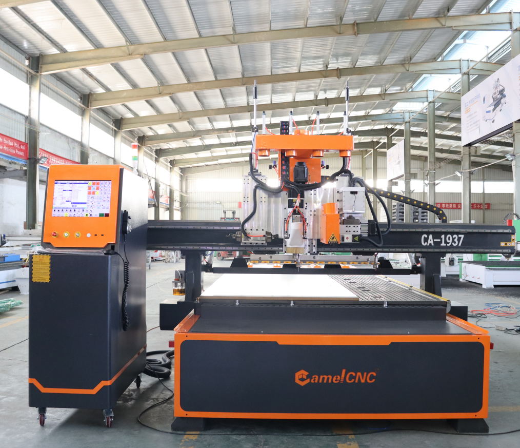 Automatic 4 axis wood cnc router machinery furniture industry cabinet door design CA-1937 with horizontal spindle saw blade