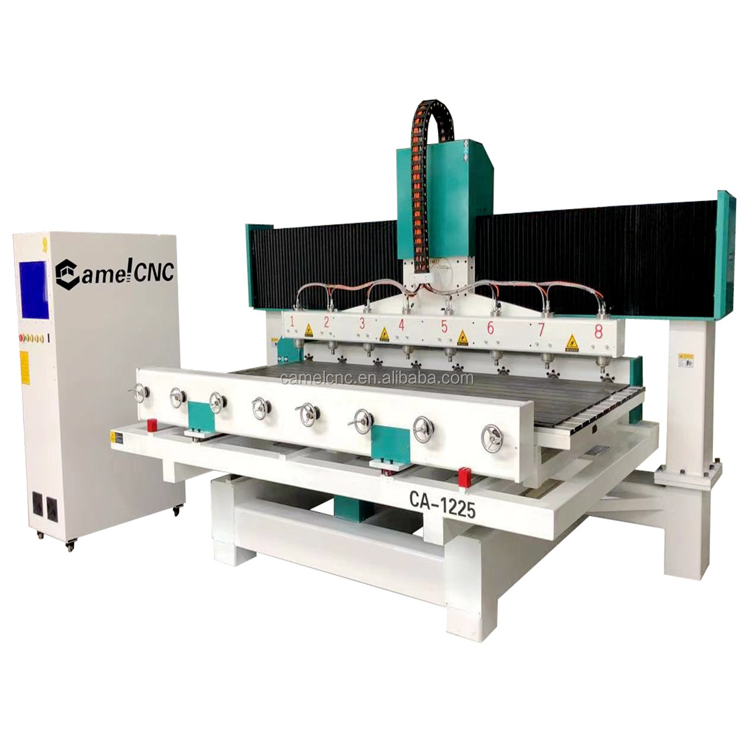 China Shandong Multi Head CA-1225 Rotary 4 Axis 3d Wood Cnc Router Machine and 8 Heads Woodworking cnc router