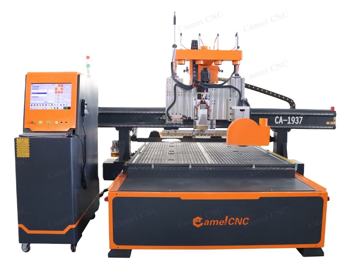 Automatic 4 axis wood cnc router machinery furniture industry cabinet door design CA-1937 with horizontal spindle saw blade