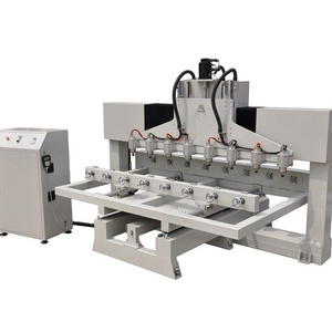 China Shandong Multi Head CA-1225 Rotary 4 Axis 3d Wood Cnc Router Machine and 8 Heads Woodworking cnc router