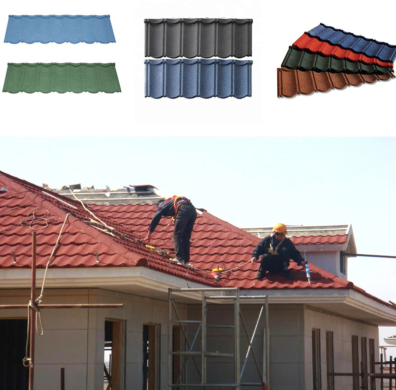 Colored galvanized stone coated steel roof tiles in Ghana