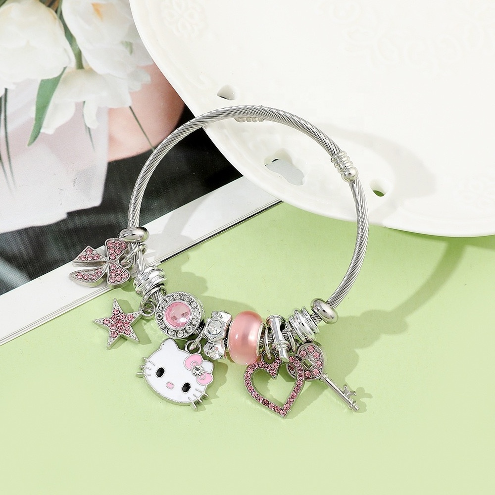 Sanrio Hello Kitty 1pc Creative Cartoon Bracelet & Bangle Set Fashion Jewelry for Girls Sweet Gift