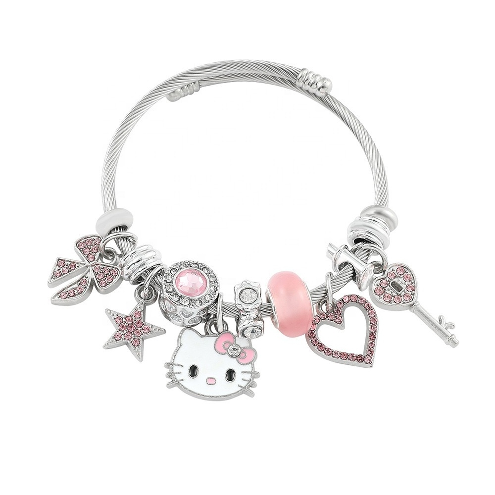 Sanrio Hello Kitty 1pc Creative Cartoon Bracelet & Bangle Set Fashion Jewelry for Girls Sweet Gift