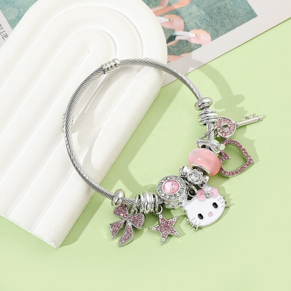 Sanrio Hello Kitty 1pc Creative Cartoon Bracelet & Bangle Set Fashion Jewelry for Girls Sweet Gift