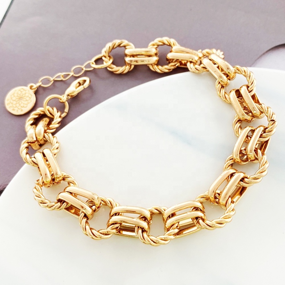 Custom Hot sale Gold Plated alloy Link Chain Bracelets Fashion Jewelry Bracelets & Bangles for Women Gift Accessory