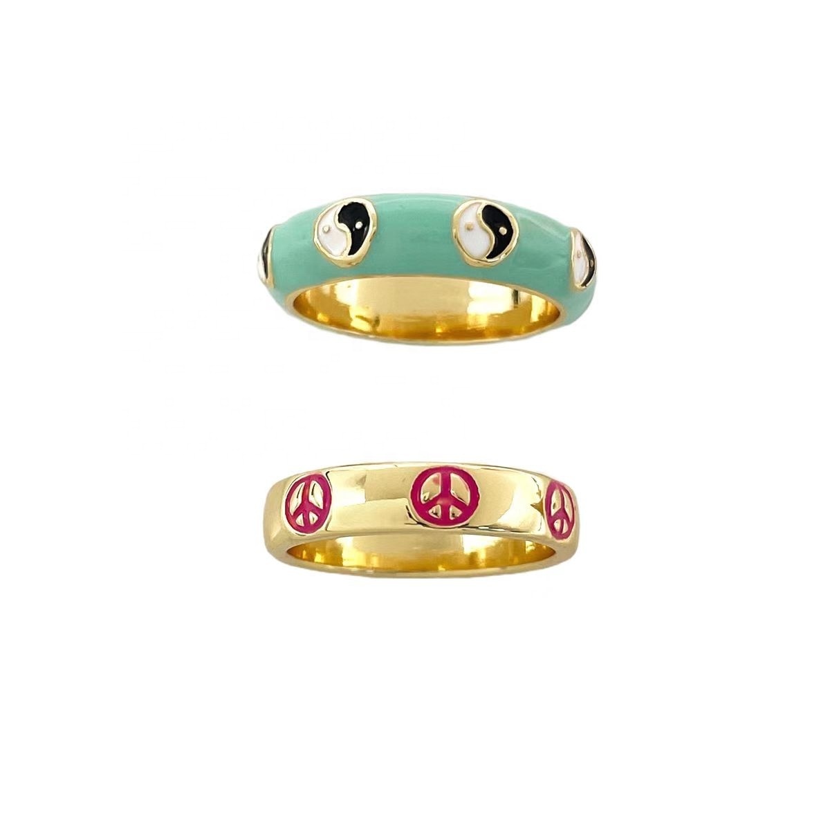 Wholesale New Fashion Gold-Plated Aircraft Enamel Jewelry Rings Set for Women Gemstone Silver-Plated for Engagement