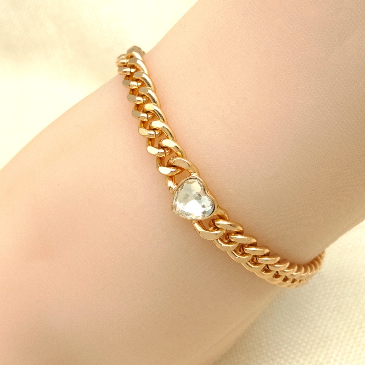 Factory custom jewelry wholesale crystal diamond heart gold plated anklet for women