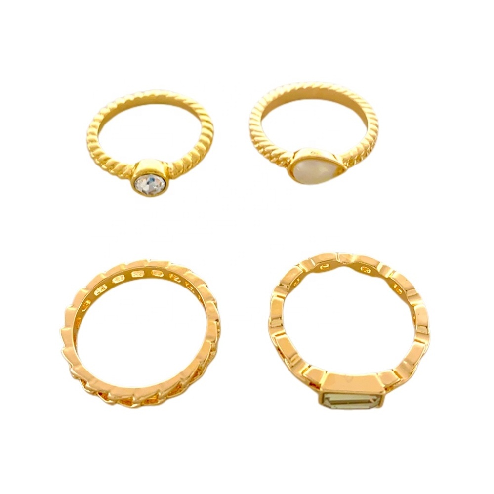 4 pieces/set Gold Filled Ring Ladies Resin wedding Jewelry Crystal Knuckle Ring Set