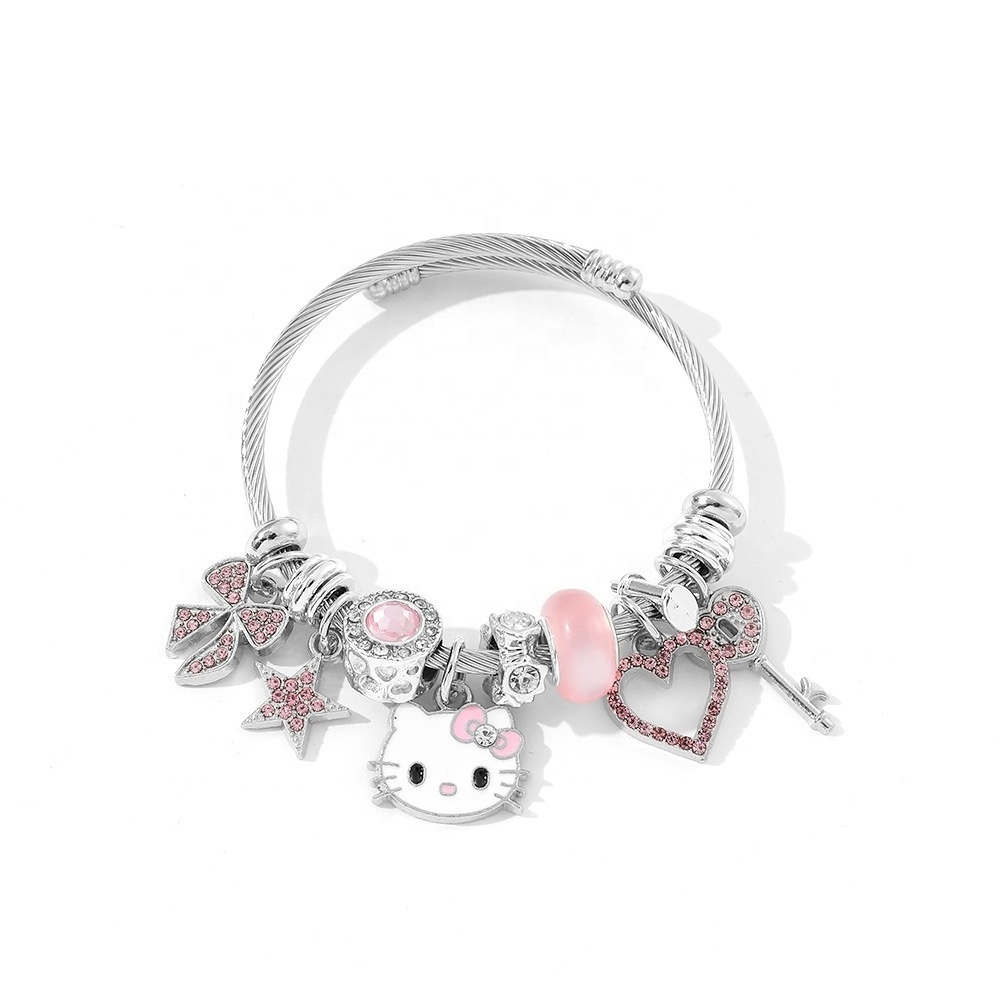 Sanrio Hello Kitty 1pc Creative Cartoon Bracelet & Bangle Set Fashion Jewelry for Girls Sweet Gift