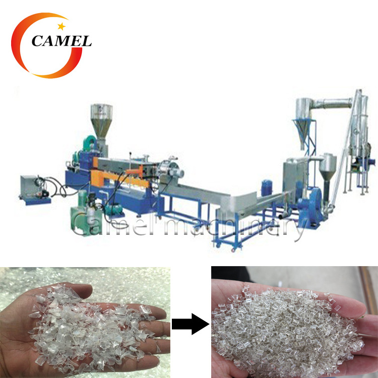 Plastic PET bottle flake pelletizing line/granulating machine