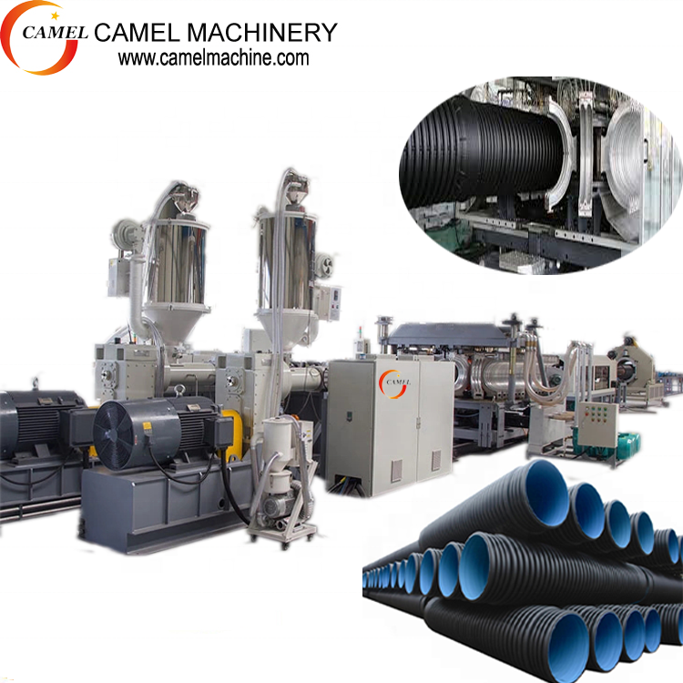 HDPE double wall corrugated drainage pipe making machine plastic corrugated pipe production line