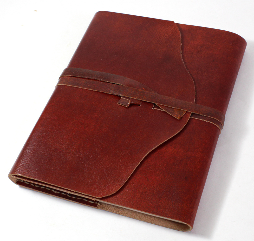 faux leather journal Handmade Recycled Cotton Paper With Genuine Medium Brown Color Hand Stitches Design Leather Journal