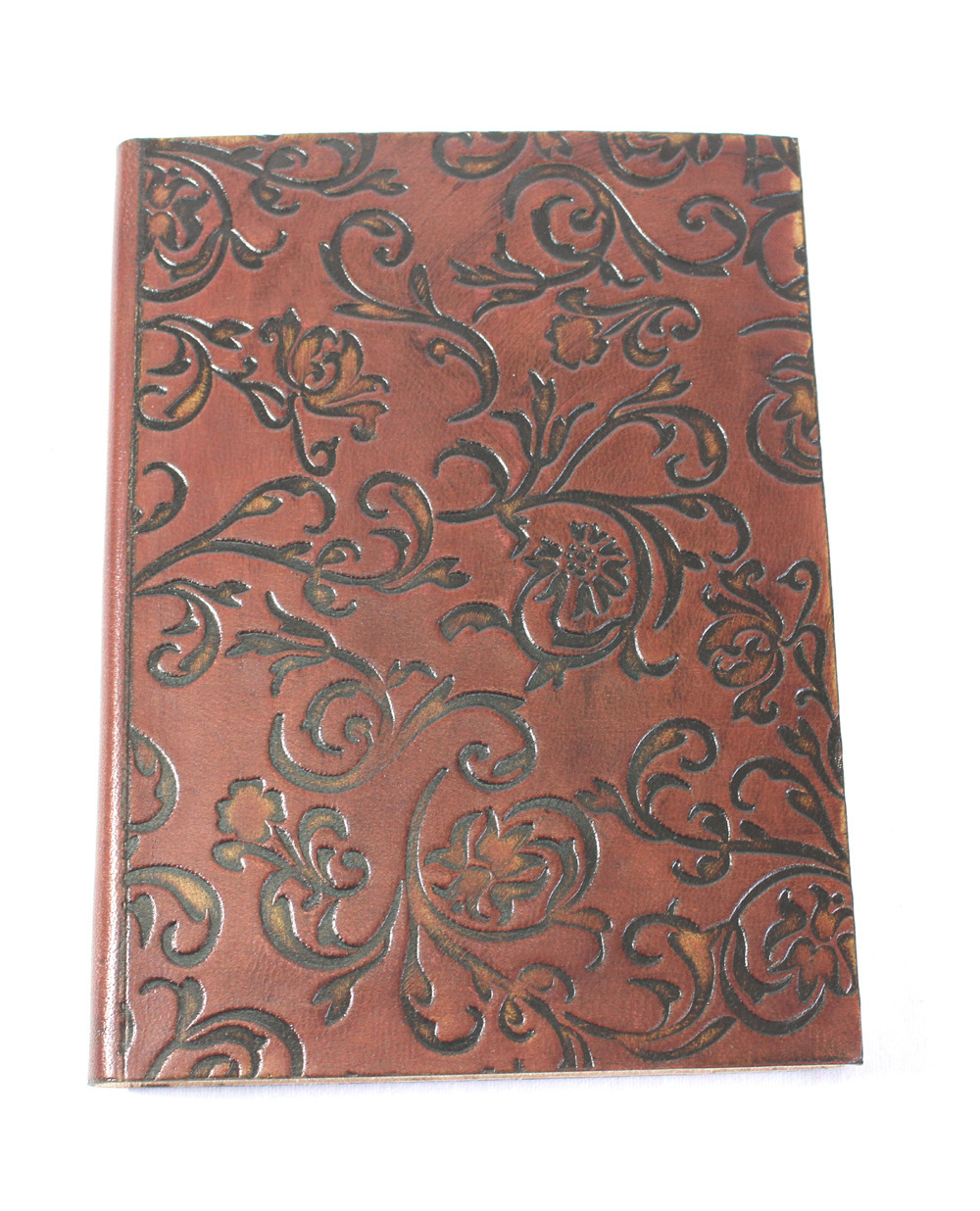 Wholesales Dark Brown Color Genuine Handmade Recycled Cotton Paper With Debossed Design Goat Tc Leather Journal