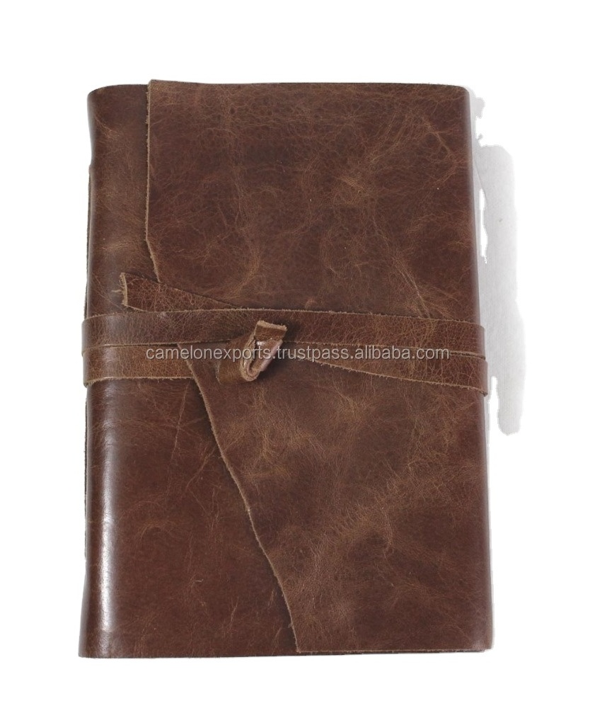 Handmade Recycled Cotton Paper Oil Crunch Buffalo Leather Wholesale Hand Binding Antique Looking Journal