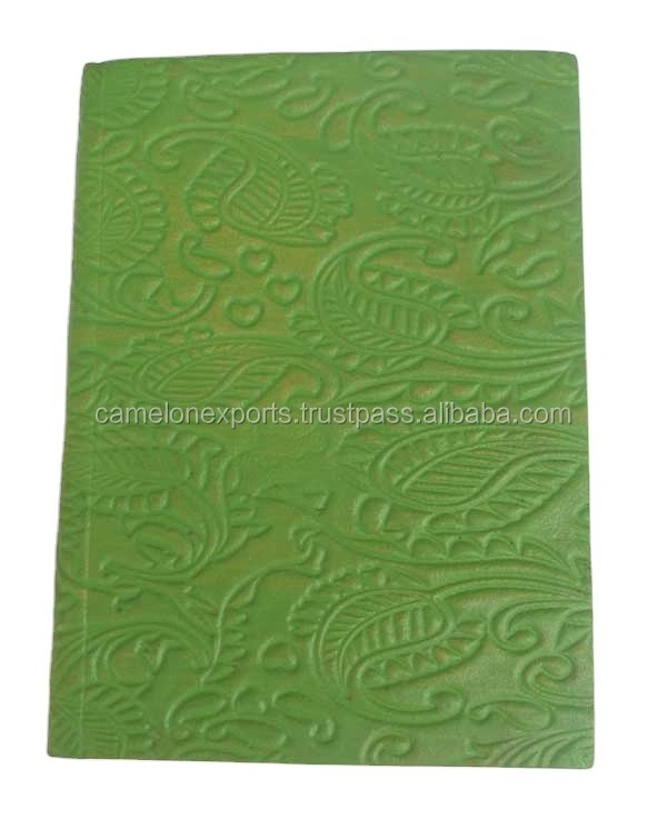 2023 New Design Green Color Handmade Recycled Cotton Paper Embossed Design Goat TC Leather Journal