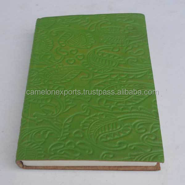 2023 New Design Green Color Handmade Recycled Cotton Paper Embossed Design Goat TC Leather Journal