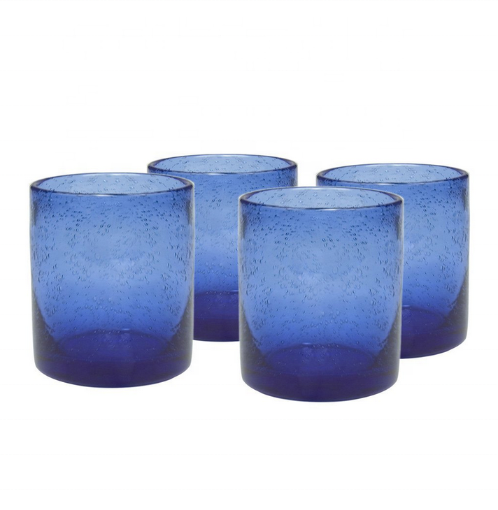 Colored Bubble Blue Glass Tumbler set of 4 Custom logo high quality glass shot glasses mini liquor drinking cup whiskey glass