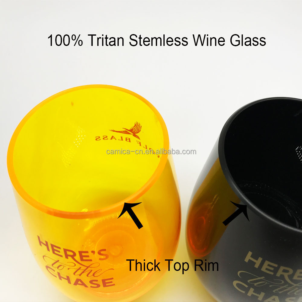 16oz Black Unbreakable 100% Tritan Stemless Wine Glasses Unbreakable Plastic Mexican cups tritan glass