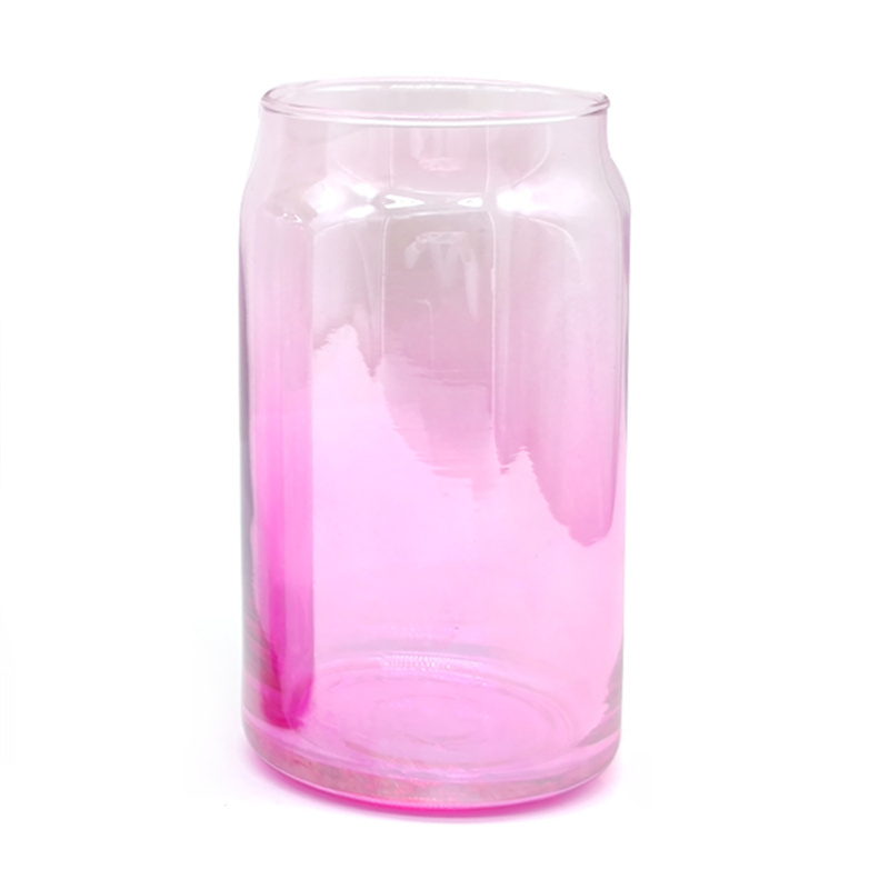 2024 Sublimation glass single double layer Mason cup bamboo straw cups Gradient glass frosted clear can