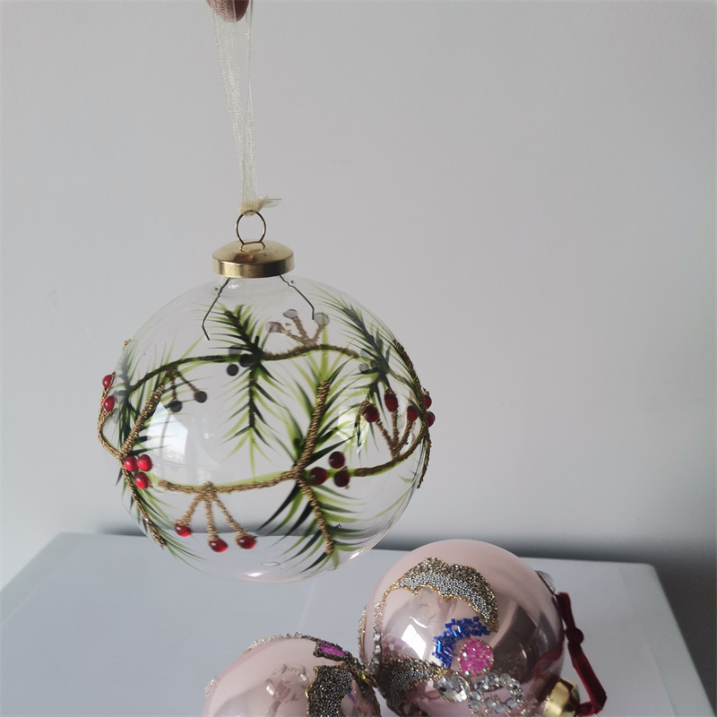 2023 Wholesale Xmas Glass Christmas Ball Outdoor Indoor Decorations Ornaments Baubles  Round Flat for home party