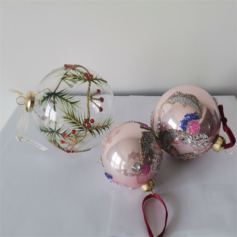 2023 Wholesale Xmas Glass Christmas Ball Outdoor Indoor Decorations Ornaments Baubles  Round Flat for home party