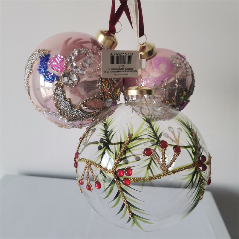 2023 Wholesale Xmas Glass Christmas Ball Outdoor Indoor Decorations Ornaments Baubles  Round Flat for home party