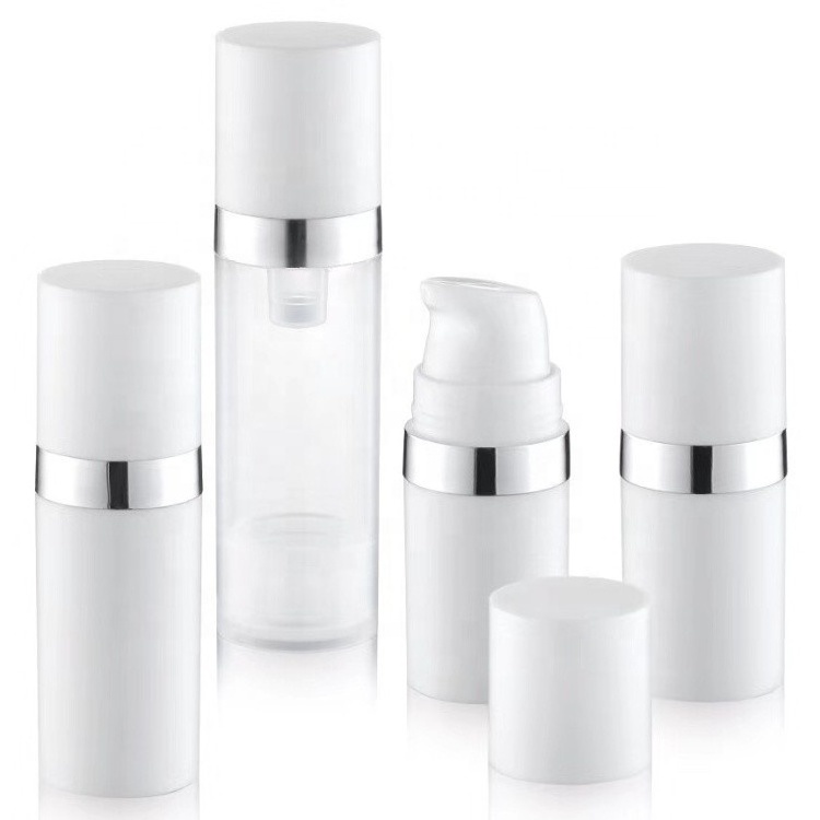 White lotion pump sample cream luxury 20ml 15ml 10ml 5ml airless bottle pp airless bottle sample bottles for sale