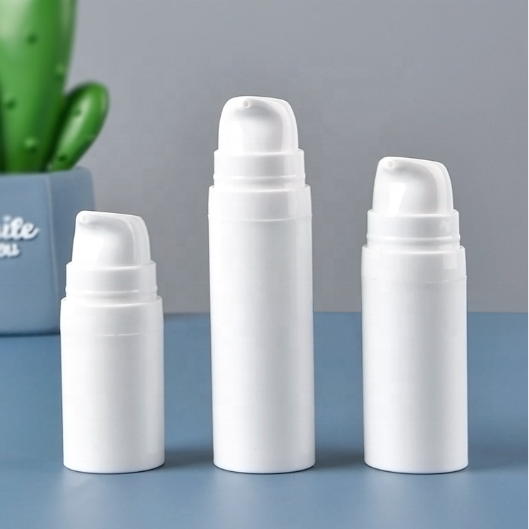 White lotion pump sample cream luxury 20ml 15ml 10ml 5ml airless bottle pp airless bottle sample bottles for sale