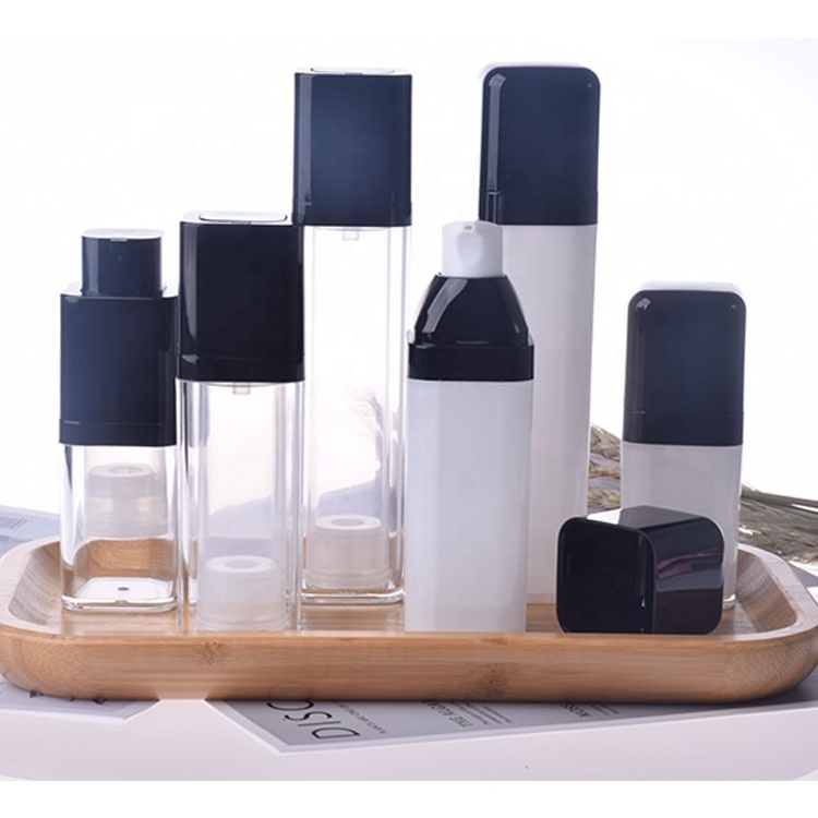 15ml 30ml 50ml square airless pump cosmetic foundation bottle packaging twist up container for cosmetics airless bottle