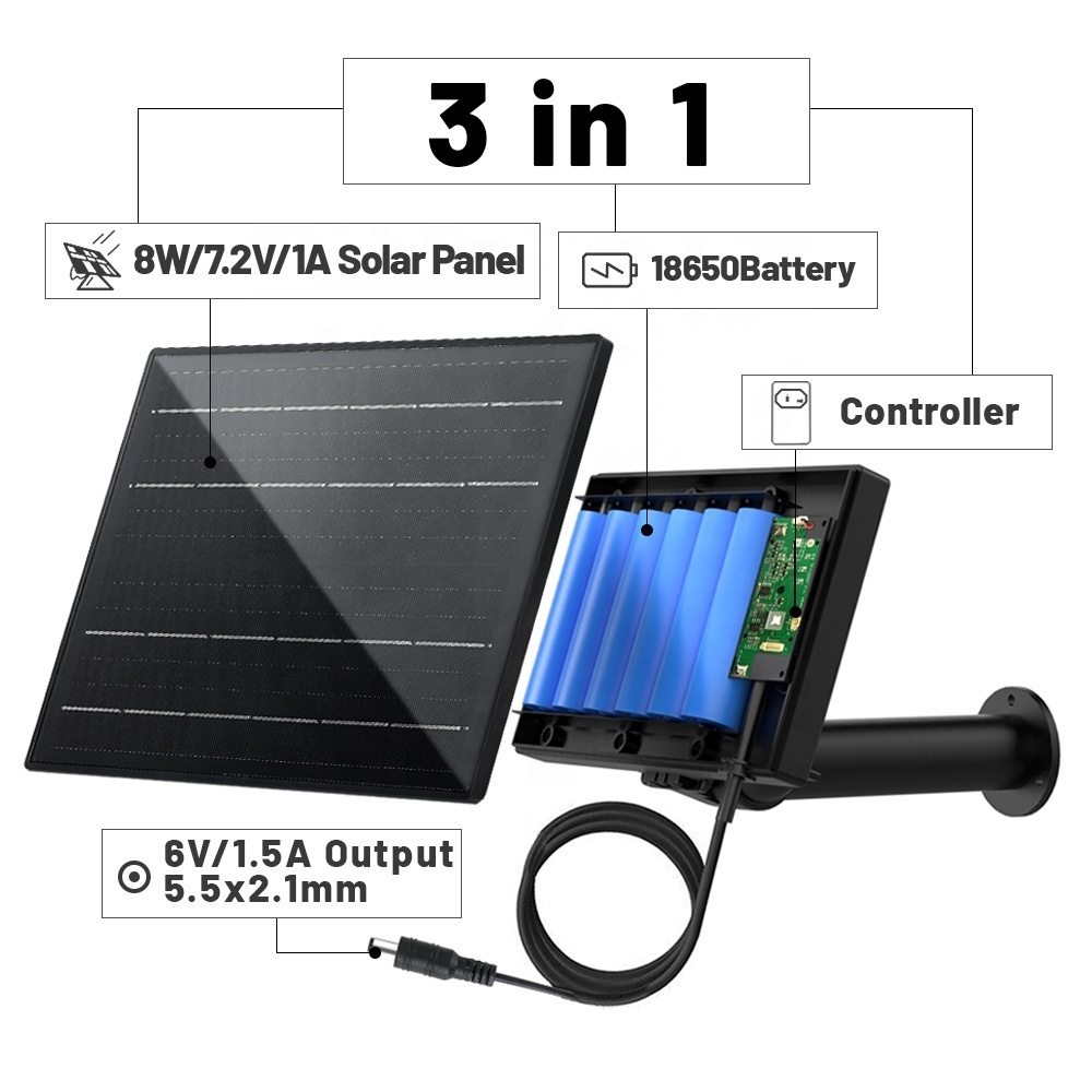 cheap 8W 6V Solar Power Charger Built in 18650 battery 5v output Micro USB Plug Solar Panels Mini Solar System Outdoor IP Camera