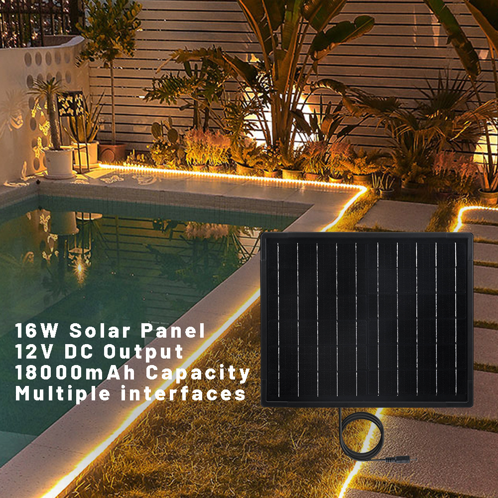 D16R 16W Solar Panel Charger System with Power bank 18650 Battery DC 12V1A Micro USB Type C Plug for LED  Lamp Light OEM factory