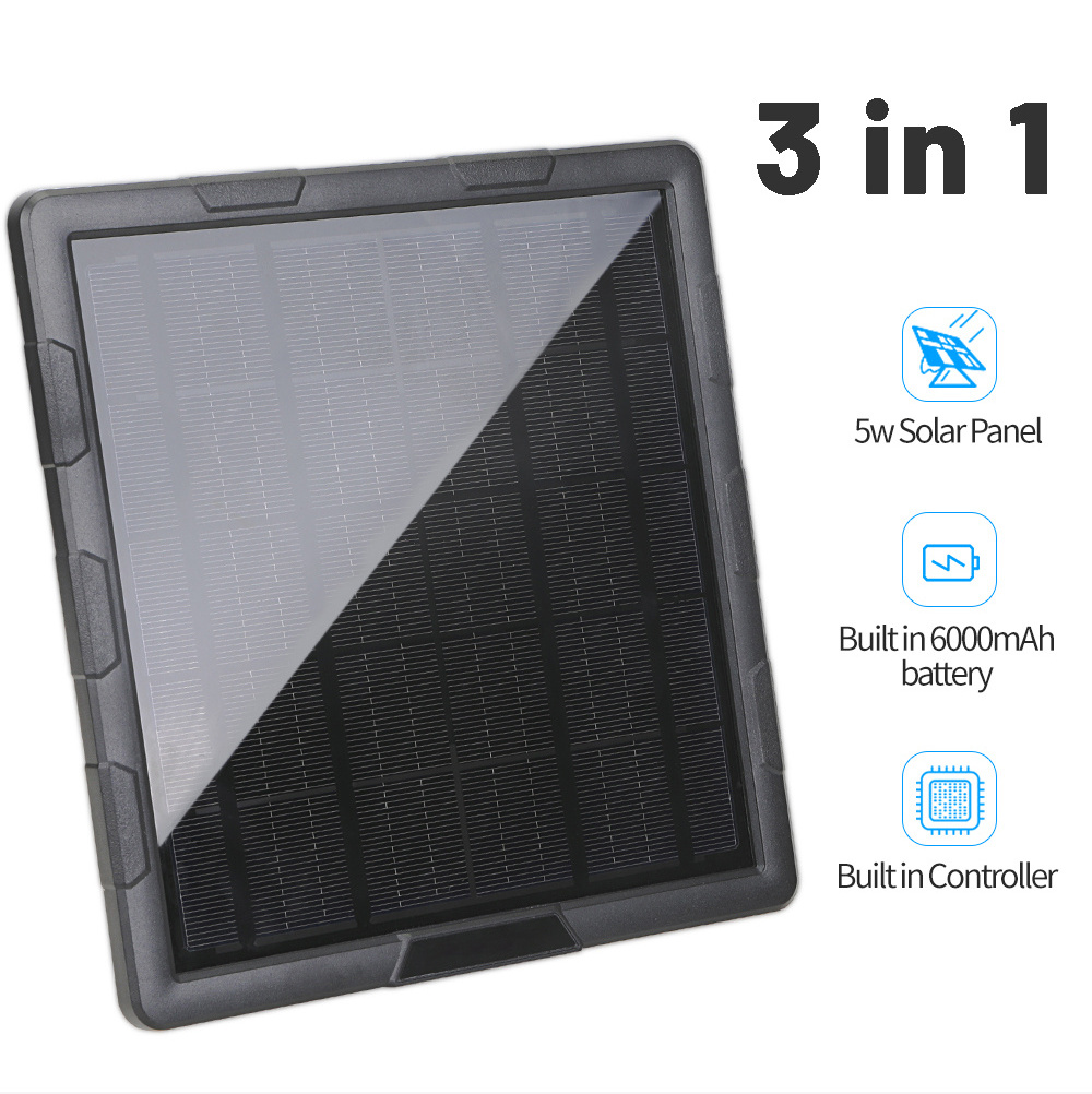 5W 6V 12V Output 6000mAh Solar Panel for Cellular Wild Game Trail Cameras Built-in Rechargeable Battery Solar Charger Kits