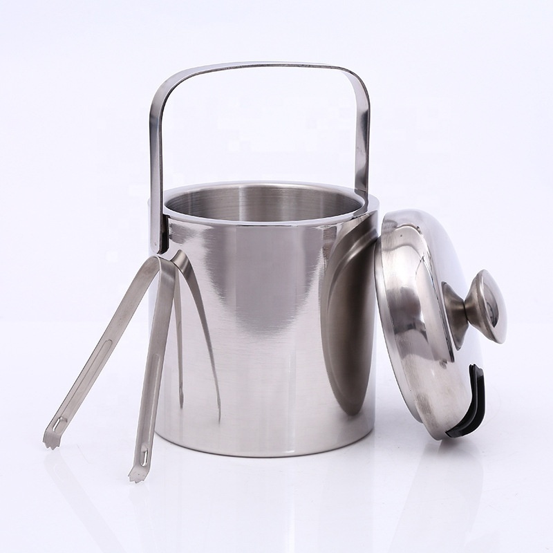 CAMOL Factory Wholesales Ice Bucket Insulated with Tongs and Lids Stainless Steel Double Wall with Strainer for Parties and Bar