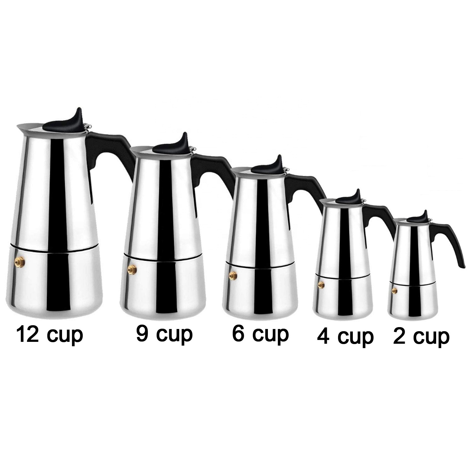 Moka Pot Stovetop Drip Coffee Maker Manufacturer Portable 2/4/6/9/12 Cups Espresso Coffee&Tea Sets Coffee Kettle Stainless Steel