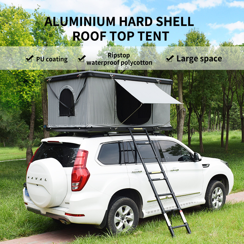 new outdoor truck 600 solar camping  auto travel trailer aluminum 3- 4 person car roof top tent hard shell rooftop tents