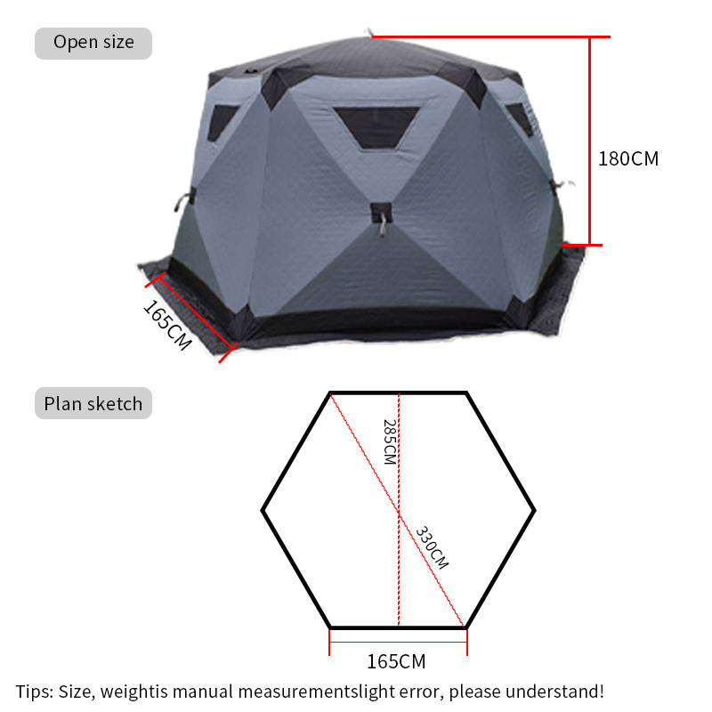 Extra large pop up  5-8 Person  6-p insulated cold proof and special off ground Ice fishing tent