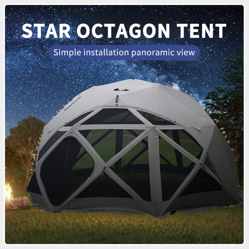 New style Canvas Octagon 6-8 People Thickened Waterproof Double Layer Outdoor family Camping Round Glamping Dome Ball Tent