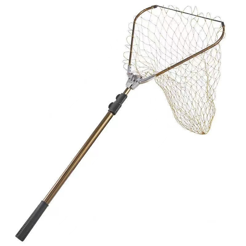 Arcadia Aluminum Alloy Rubber Coated Fish Landing Net Foldable Telescopic Sea Fly Fishing Net Floating Fishing Net