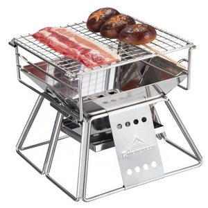 Campingmoon Outdoor Camping Bbq Charcoal Grill Vertical Adjustable Bbq Grill Machine Foldable Portable Stainless steel Bbq Grill