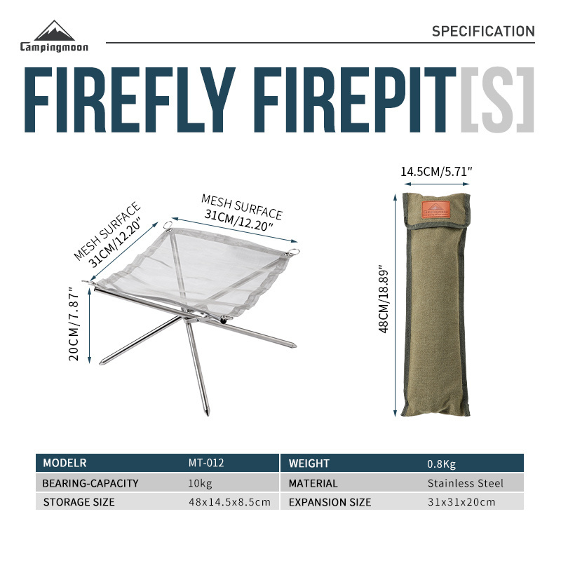 Portable  Bonfire Campfire Pit Camping Wood Stove Stand Frame Fire Rack Stainless Steel Foldable Mesh outdoor camping fire pit