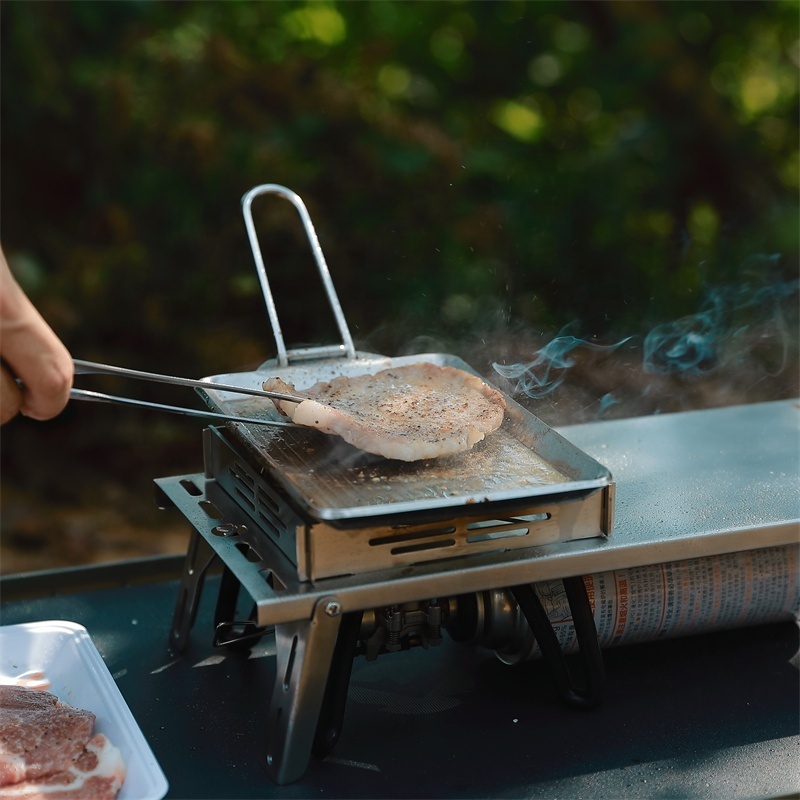 DO-21/DO-2117 Hot Sell Outdoor Stainless Steel Roasting Pan Nonstick Frypan Reversible Griddle Bbq Grill Pan With Cover