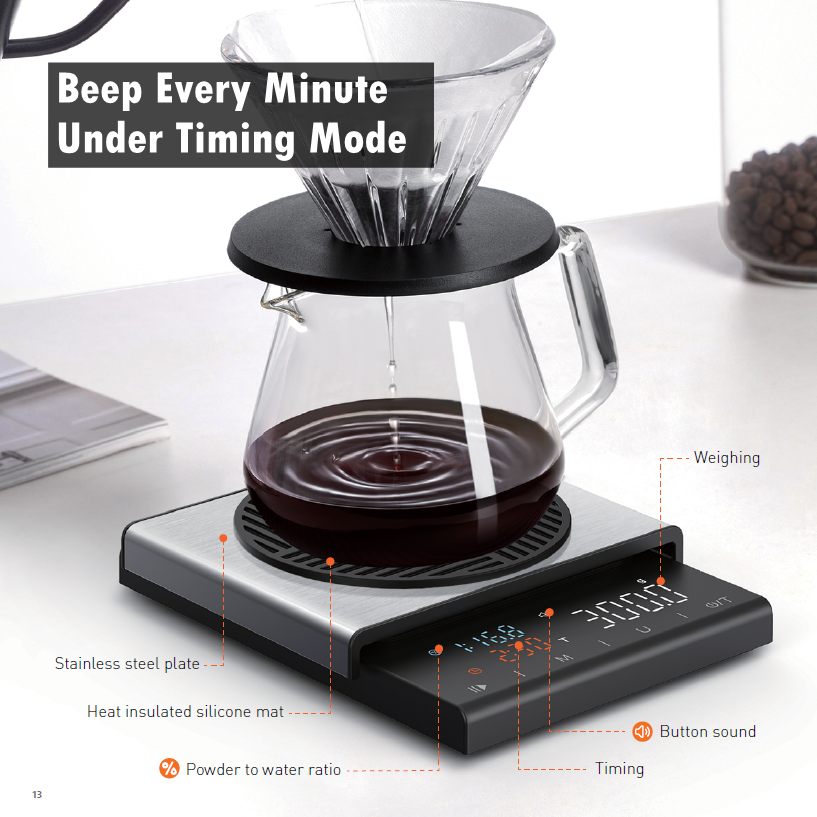 USB Rechargeable Coffee Tool Time More Scale Espresso Coffee Grinder Kitchen Food Scales Bilancia Cafe Digital Coffee Scale