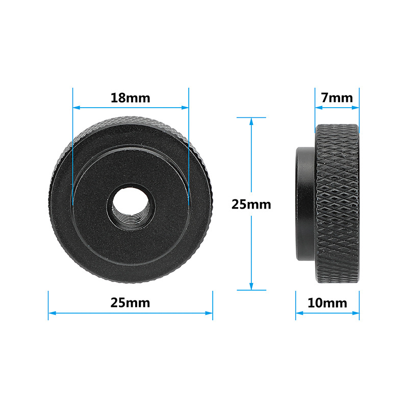 CAMVATE 25mm Diameter 1/4''-20 Female Thread Thumb Wheel Lock Nut Adapter 2-Piece Set in Black for Photo Studio Accessories