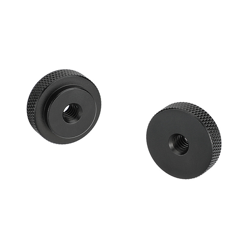 CAMVATE 25mm Diameter 1/4''-20 Female Thread Thumb Wheel Lock Nut Adapter 2-Piece Set in Black for Photo Studio Accessories