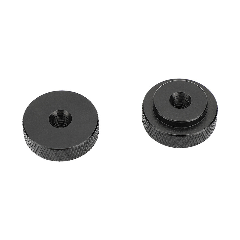 CAMVATE 25mm Diameter 1/4''-20 Female Thread Thumb Wheel Lock Nut Adapter 2-Piece Set in Black for Photo Studio Accessories